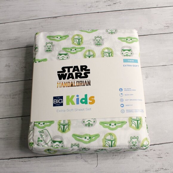 Star Wars Mandalorian Twin Sheet Set Kids Bedding Baby Yoda Grogu - Picture 1 of 6